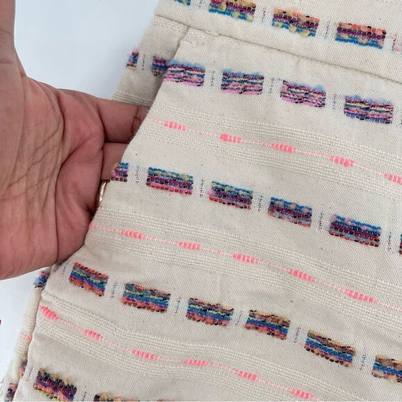 LOFT Riviera Women’s Textured Striped Embroidered Cotton Chino Shorts Size 4 - Picture 4 of 11